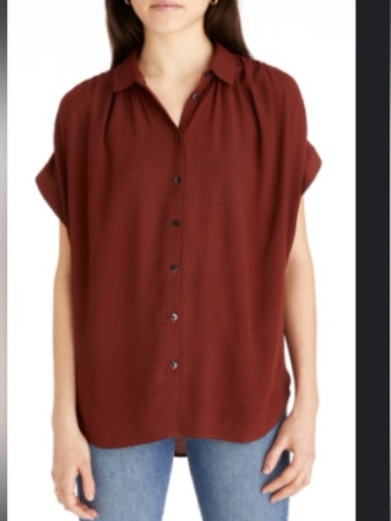 Madewell Tops - Madewell Short Sleeve Button-Down Top in Rust